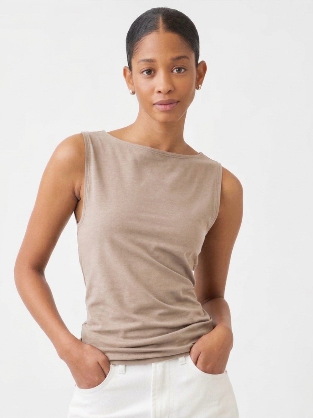 GAP Boatneck Tank Top in Taupe